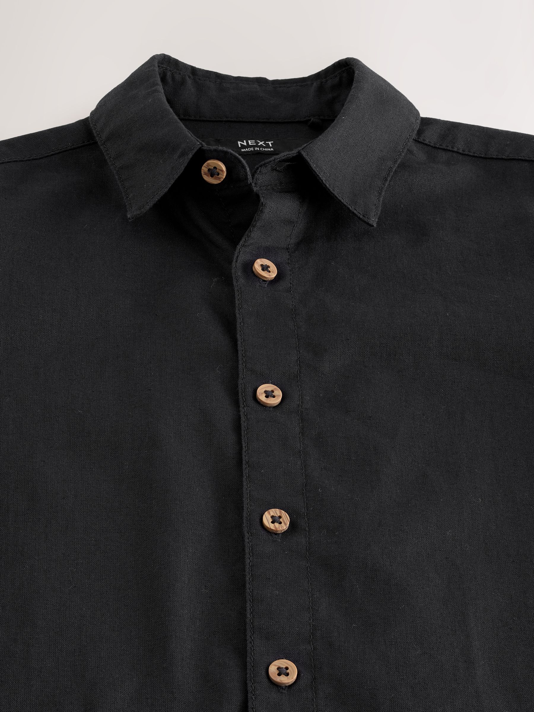 Buy Black Short Sleeve Linen Blend Shirt (3-16yrs) from Next Romania