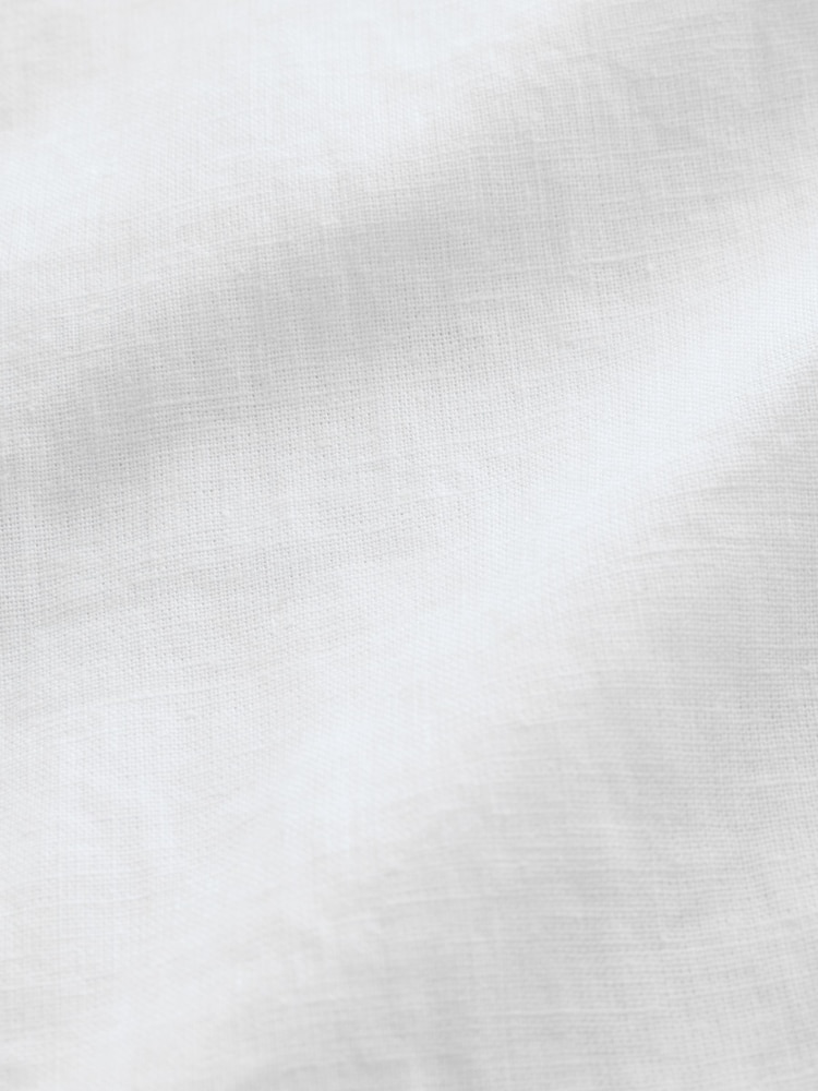 Balts - Short Sleeve Linen Blend Grandad Collar Shirt (3-16yrs) - Attēls 4 no 4