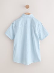 Pale Blue Short Sleeve Linen Blend Shirt (3-16yrs) - Image 2 of 4