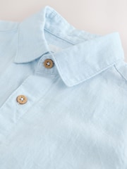 Pale Blue Short Sleeve Linen Blend Shirt (3-16yrs) - Image 4 of 4