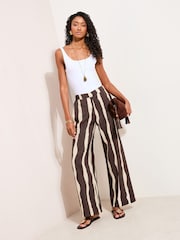Friends Like These Brown Elasticated Waist Wide Leg Trousers - Image 4 of 4