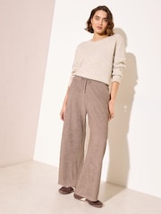 Friends Like These Neutral Petite Ripple Texture Wide Leg Trousers - Image 1 of 5