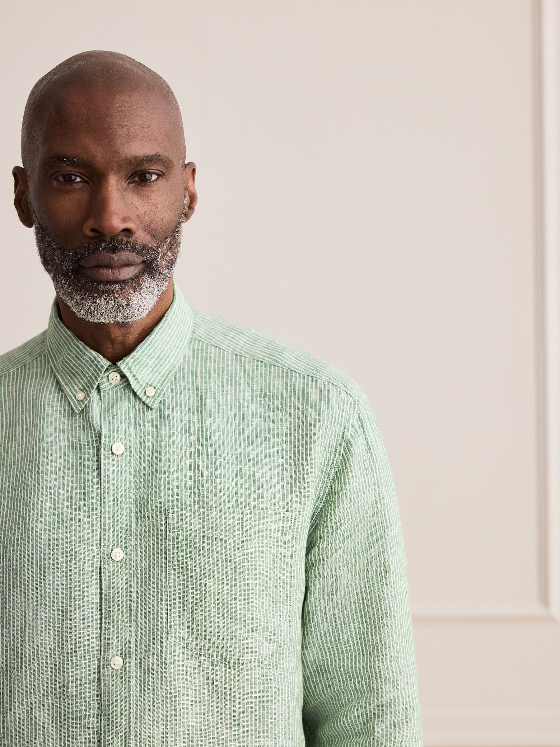 Buy Green Stripe Long Sleeve Signature 100% Linen Shirt from Next USA