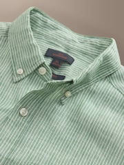 Green Stripe Long Sleeve Signature 100% Linen Shirt - Image 7 of 8