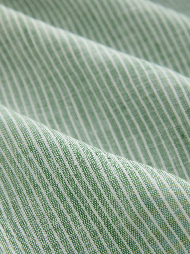 Green Stripe Long Sleeve Signature 100% Linen Shirt - Image 8 of 8