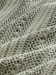 Verde kaki - Stripe Crochet Short Sleeve Shirt - Immagine 3 di 3