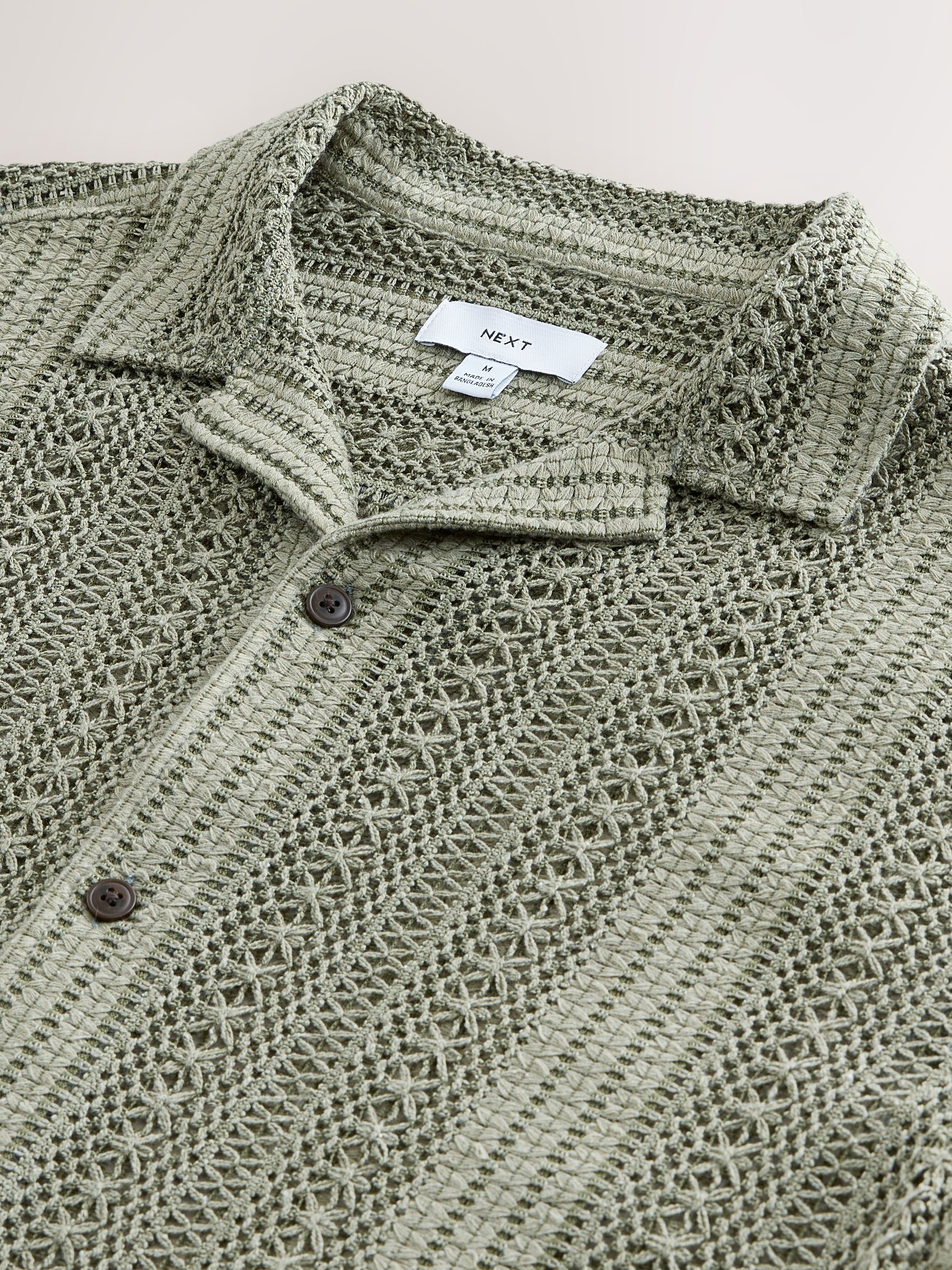Buy Khaki Green Stripe Crochet Short Sleeve Shirt from Next USA