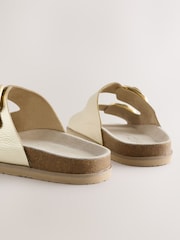 Gold Leather Extra Wide Fit Double Strap Footbed Sandals - Image 3 of 5