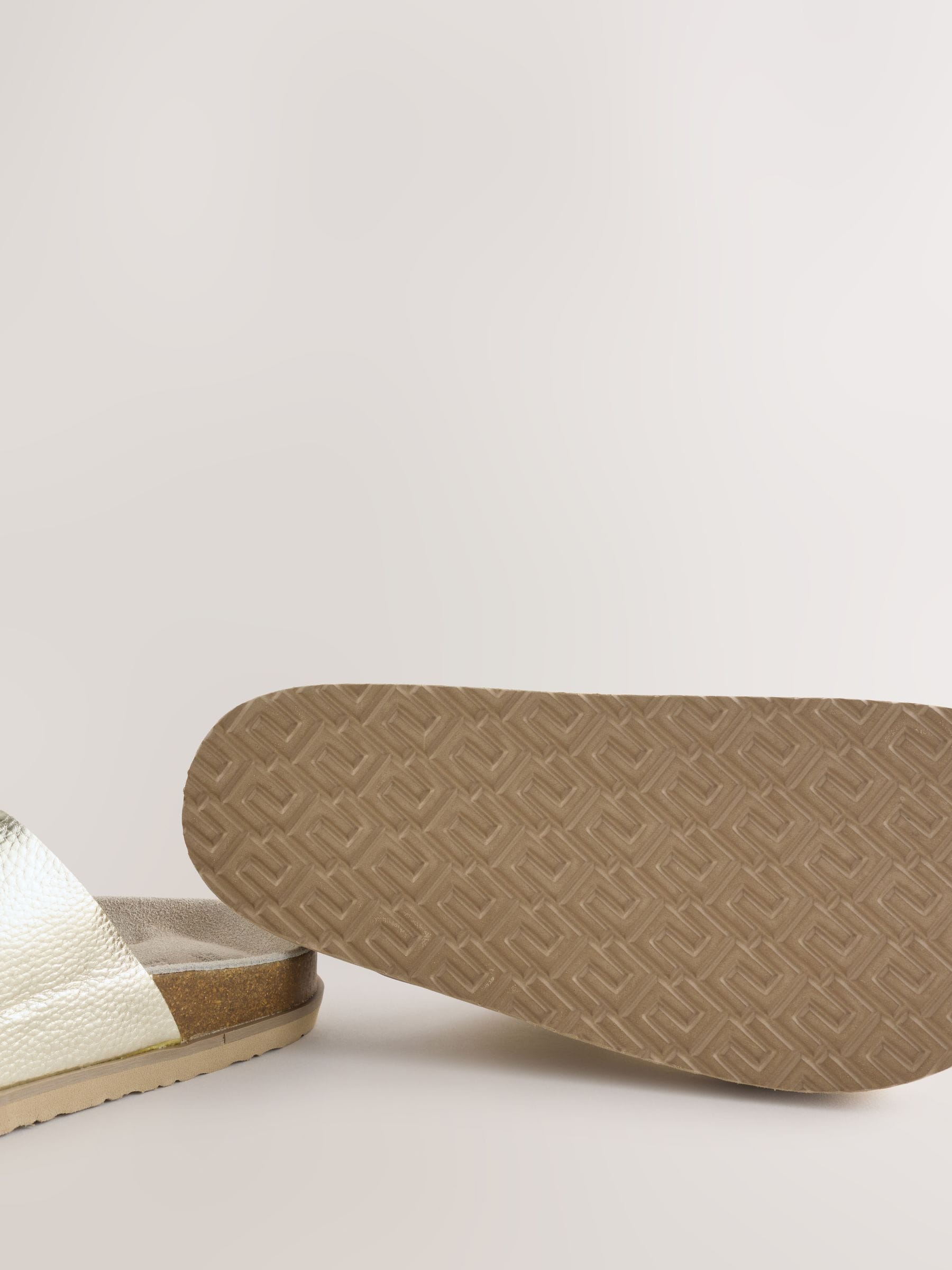 Buy Gold Leather Extra Wide Fit Double Strap Footbed Sandals from