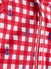 JoJo Maman Bébé Red Gingham Nautical Long Sleeve Sunsafe Swimsuit - Image 3 of 3