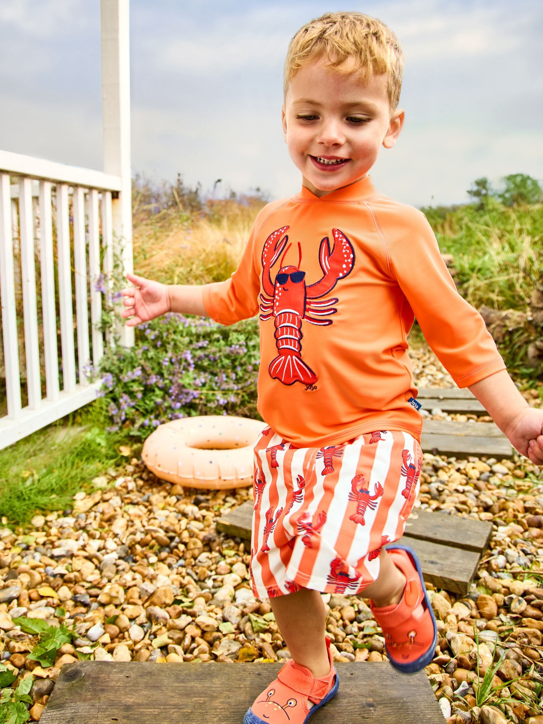 Jojo Maman Bébé Red Lobster Appliqué Sunsafe Rash Vest Set