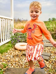 JoJo Maman Bébé Red Lobster Appliqué Long Sleeve Rash Vest Set - Image 1 of 1