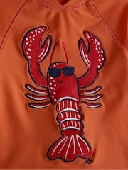 Lobster أحمر - JoJo Maman Bébé Appliqué Long Sleeve Rash Vest Set - Image 7 of 8