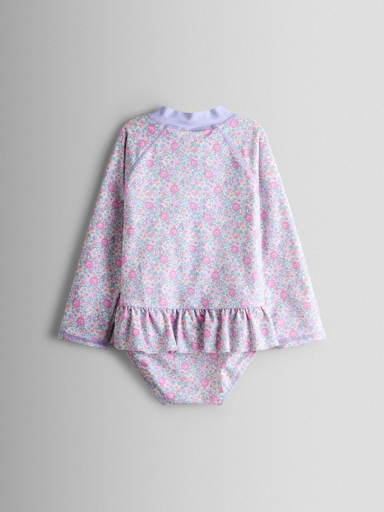 JoJo Maman Bébé Pink Long Sleeve Sun Protection Suit - Image 2 of 3