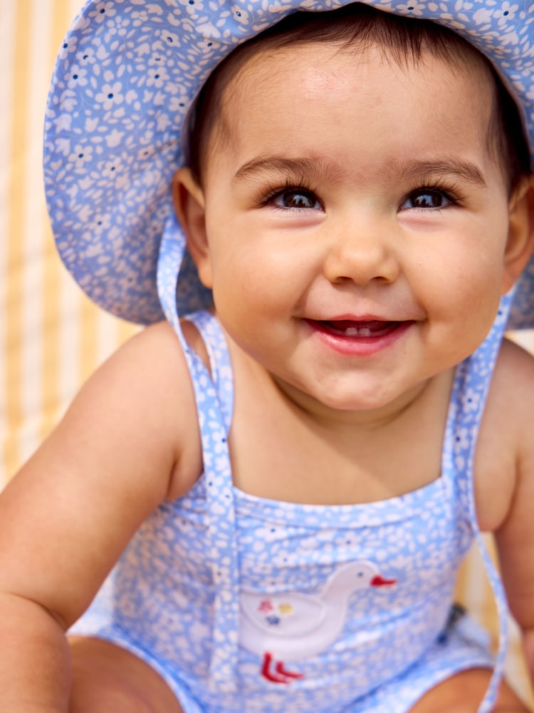 JoJo Maman Bébé Blue Ditsy Floppy Swim Hat - Image 1 of 5 JoJo Maman Bébé Blue Ditsy Floppy Swim Hat - Image 1 of 5