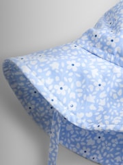 JoJo Maman Bébé Blue Ditsy Floppy Swim Hat - Image 5 of 5