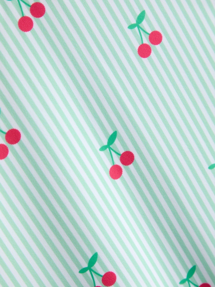 JoJo Maman Bébé Green Cherry Stripe All-In-One Sunsafe Suit - Image 5 of 5