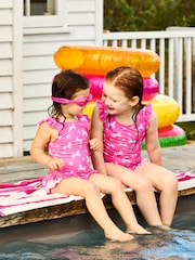 JoJo Maman Bébé Fuchsia Pink Floral Unicorn Print Swimsuit - Image 1 of 1