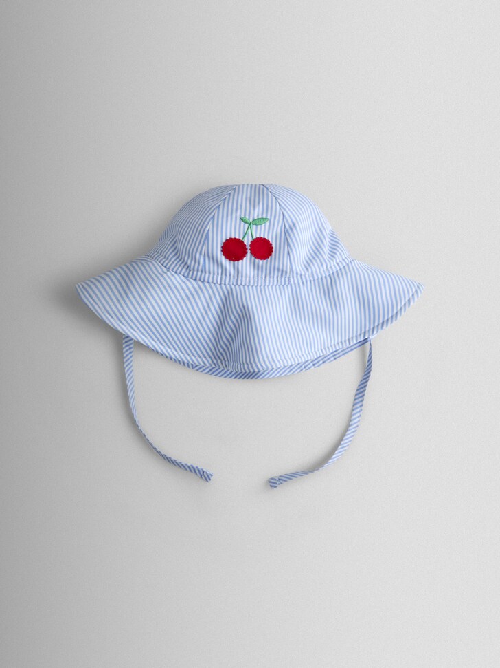 JoJo Maman Bébé Blue Cherry Stripe Floppy Swim Hat