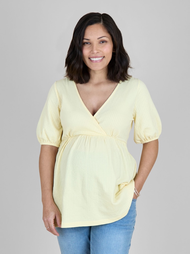 JoJo Maman Bébé Yellow Short Sleeve Maternity Jersey Top - Image 1 of 4