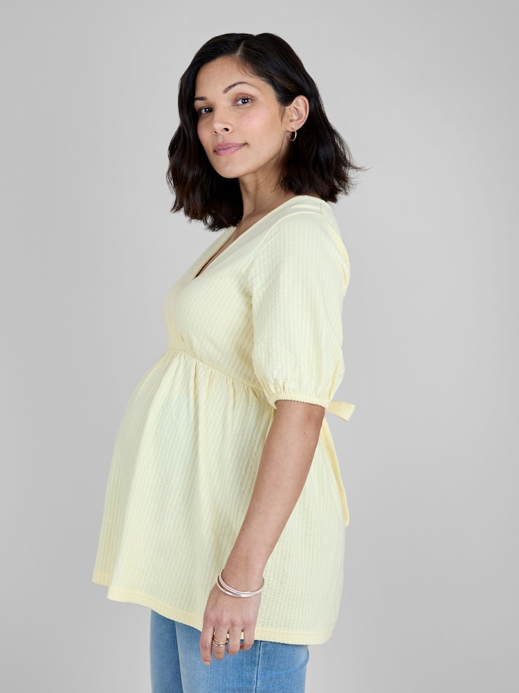 JoJo Maman Bébé Yellow Short Sleeve Maternity Jersey Top - Image 2 of 4