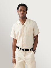 Percival Natural Short Sleeve Cuban Linen Shirt - Image 2 of 6
