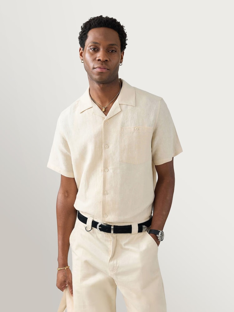 Percival Natural Short Sleeve Cuban Linen Shirt - Image 2 of 6
