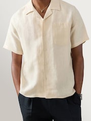 Percival Natural Short Sleeve Cuban Linen Shirt - Image 5 of 6