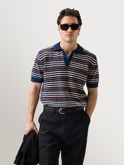 Percival Blue Casa Martini Knitted Polo Shirt - Image 1 of 6