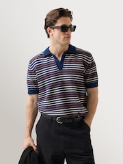 Percival Blue Casa Martini Knitted Polo Shirt - Image 3 of 6