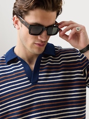 Percival Blue Casa Martini Knitted Polo Shirt - Image 4 of 6