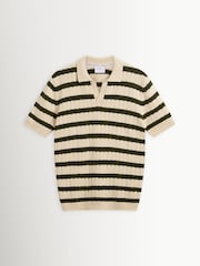 Percival Natural Stine Knitted Polo Shirt - Image 6 of 6