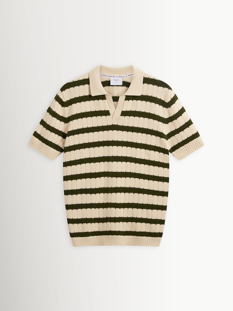 Percival Natural Stine Knitted Polo Shirt - Image 6 of 6