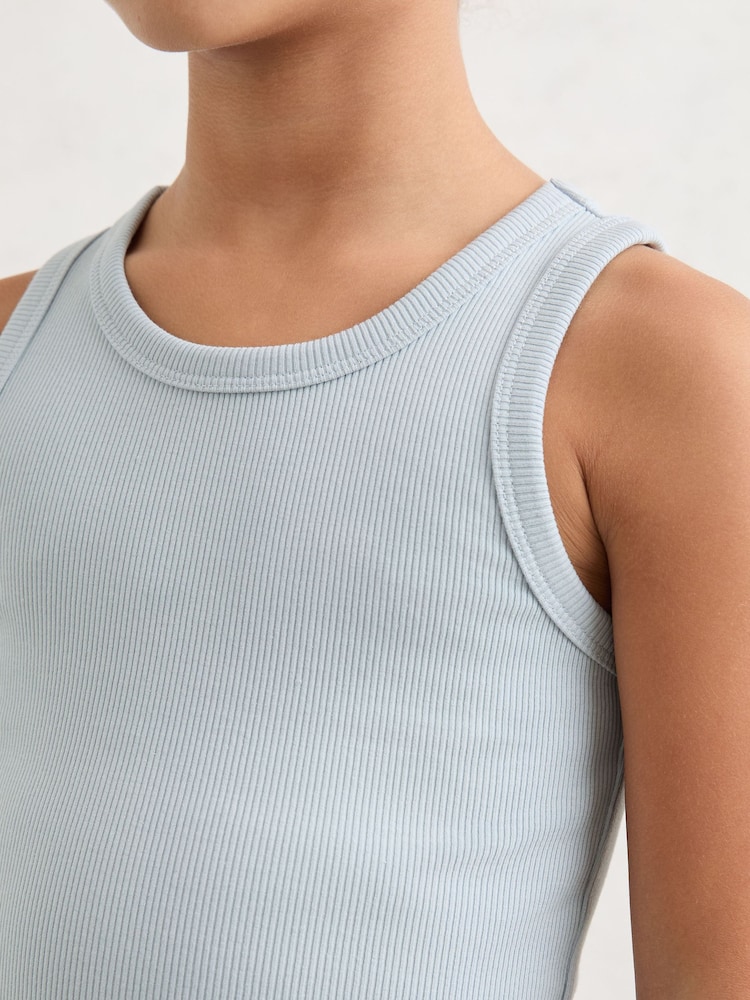 Reiss Pale Blue Violet 9-13 yrs Stretch-Cotton Ribbed Vest - Image 1 of 4 Reiss Pale Blue Violet 9-13 yrs Stretch-Cotton Ribbed Vest - Image 1 of 4