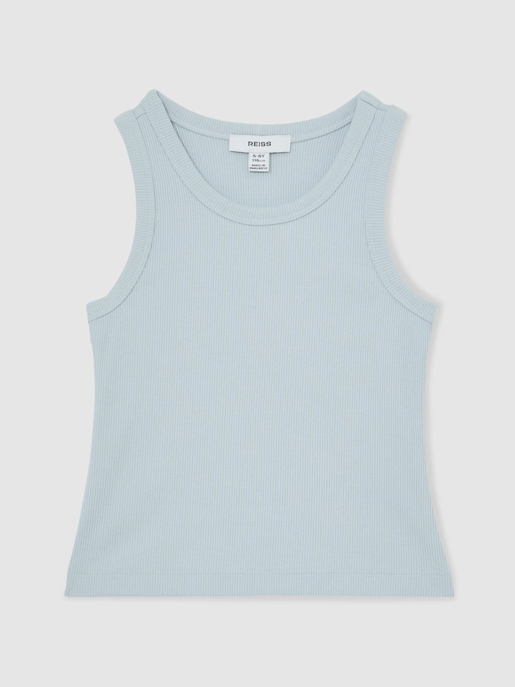 Reiss Pale Blue Violet 9-13 yrs Stretch-Cotton Ribbed Vest - Image 2 of 4 Reiss Pale Blue Violet 9-13 yrs Stretch-Cotton Ribbed Vest - Image 2 of 4