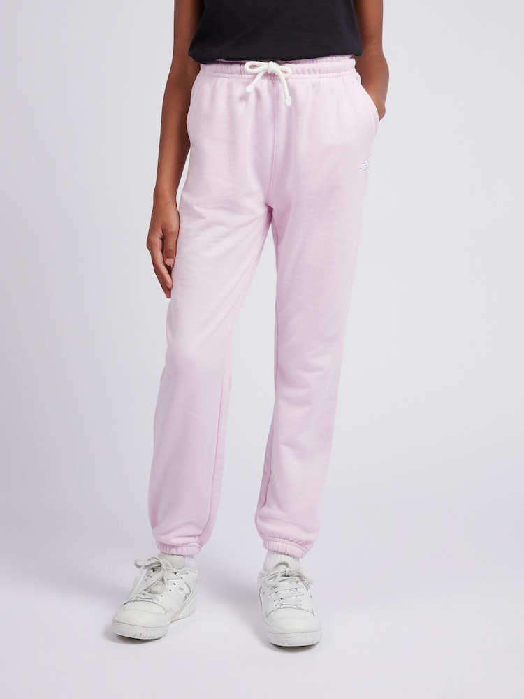 New Balance Light Pink French Terry Small Logo Joggers - Image 1 of 8 New Balance Light Pink French Terry Small Logo Joggers - Image 1 of 8
