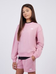 New Balance Pink French Terry Small Logo Crew Sweatshirt - Image 2 of 8