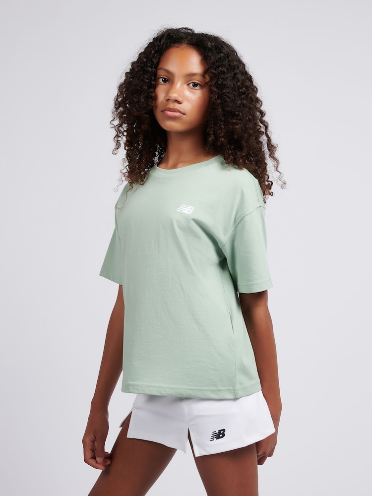 New Balance Green Kids Jersey Small Logo T-Shirt - Image 2 of 8 New Balance Green Kids Jersey Small Logo T-Shirt - Image 2 of 8