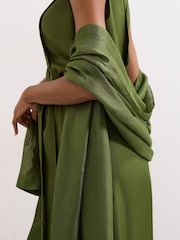 Phase Eight Green Satin Trim Scarf - Image 5 of 6