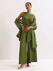Phase Eight Green Satin Trim Scarf - Image 6 of 6