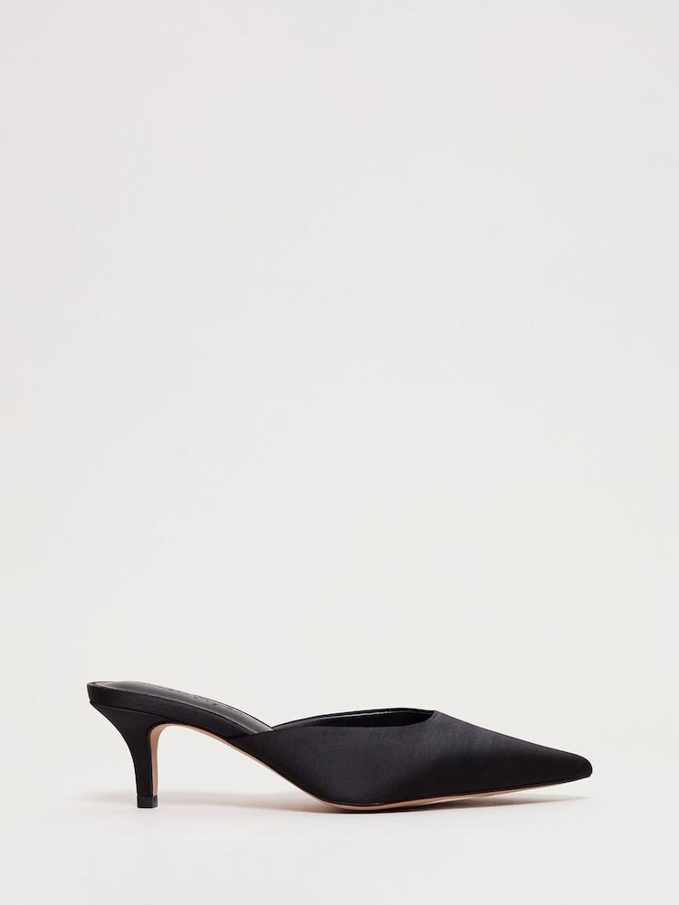 Phase Eight Black Satin Mules - Image 1 of 7