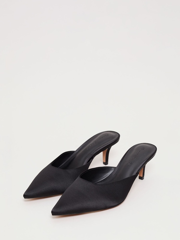 Phase Eight Black Satin Mules - Image 2 of 7