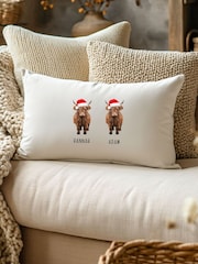 Personalised Family Christmas Highland Cow Cushion by Koko Blossom - Image 2 of 4
