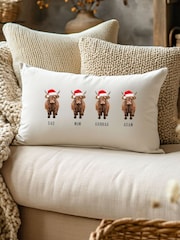 Personalised Family Christmas Highland Cow Cushion by Koko Blossom - Image 3 of 4