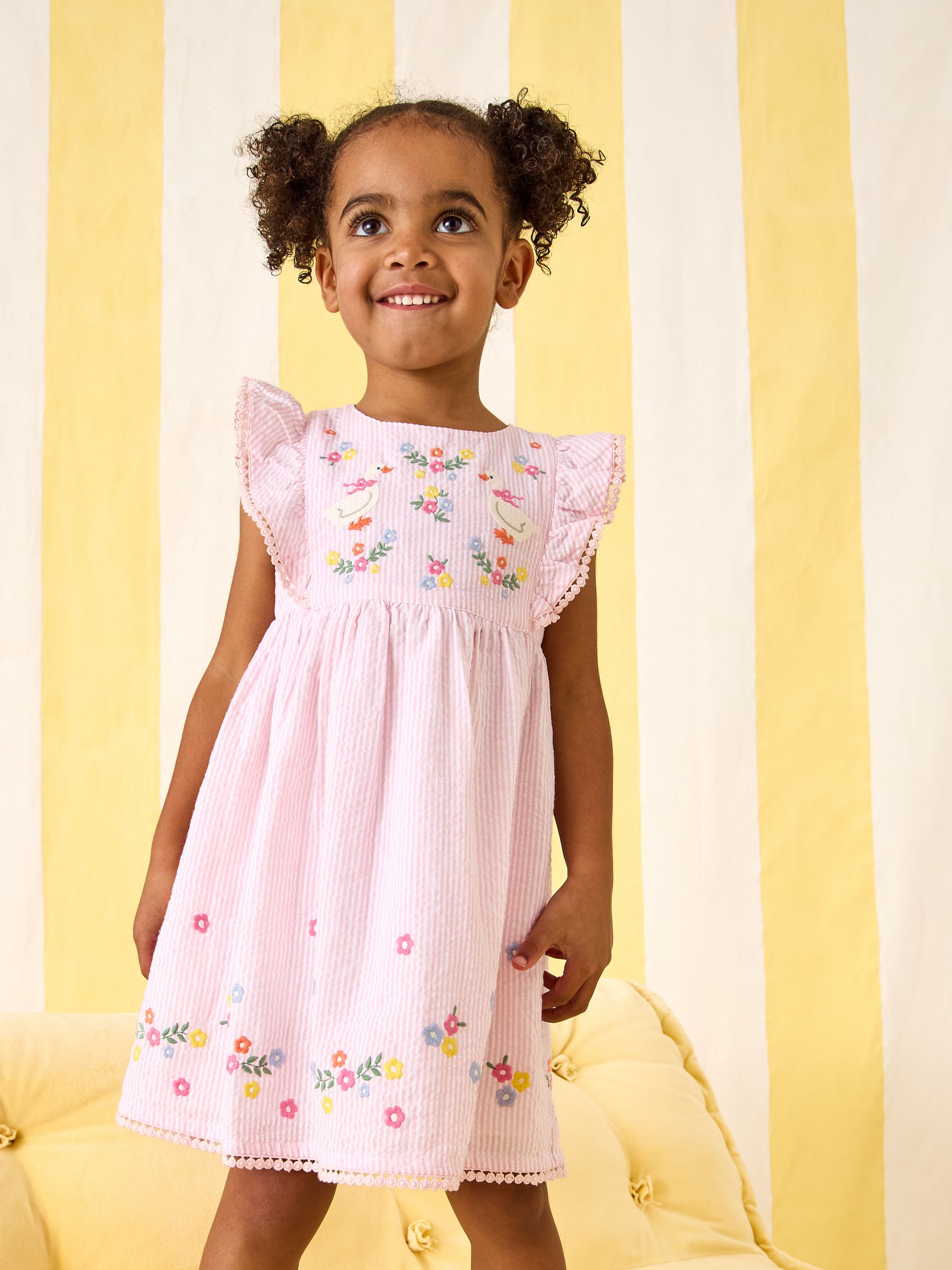 Buy JoJo Maman Bébé Pink Seersucker Duck Frill Shoulder