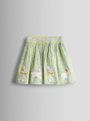 JoJo Maman Bébé Yellow Bunny Appliqué T-shirt & Seersucker Skirt Set - Image 4 of 7