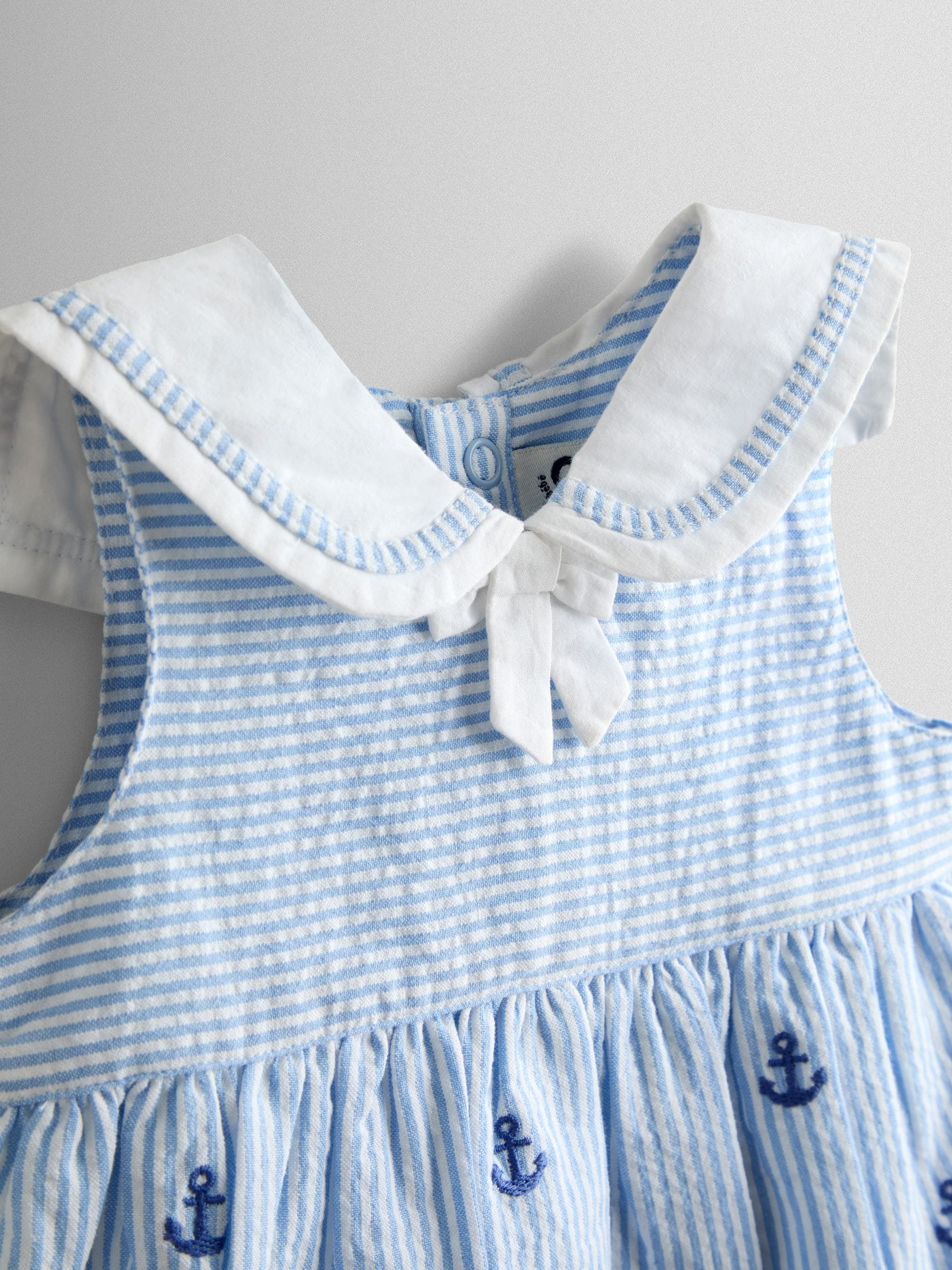 Buy JoJo Maman Bébé Blue Stripe Nautical Embroidered Sailor Baby