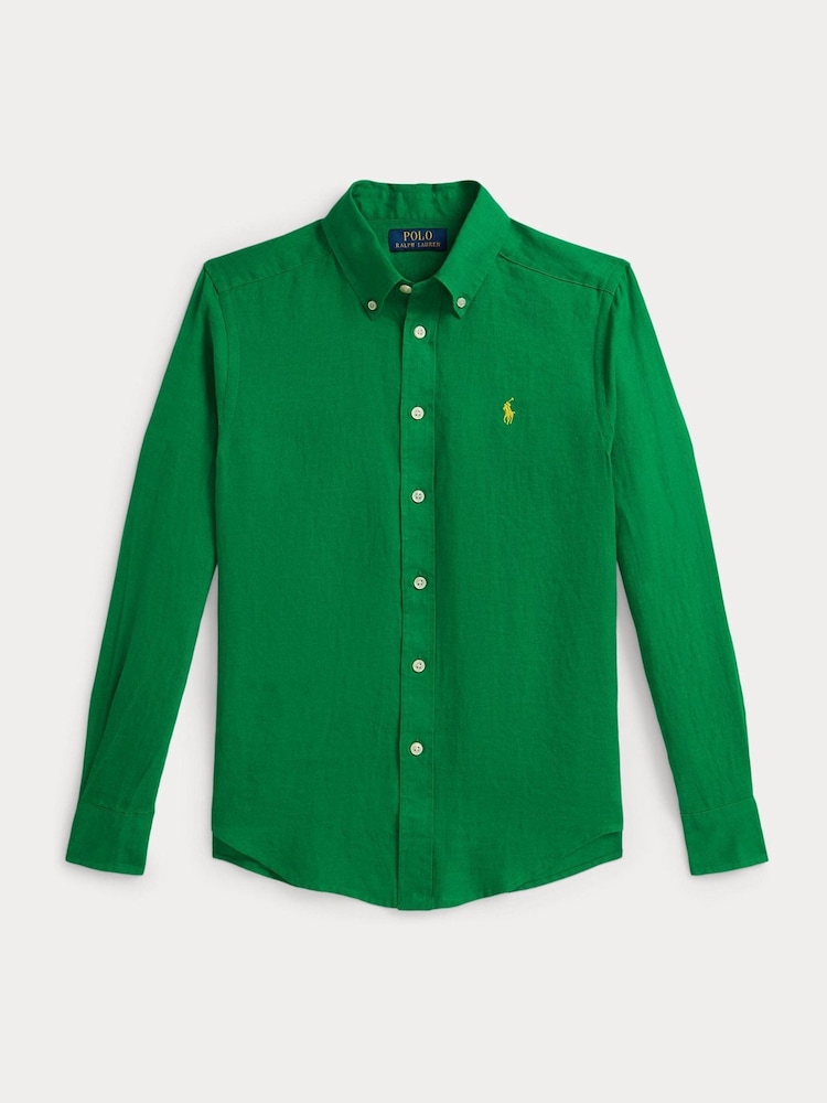 Polo Ralph Lauren Blue Boys Linen Long Sleeve Shirt - Image 1 of 2 Polo Ralph Lauren Blue Boys Linen Long Sleeve Shirt - Image 1 of 2