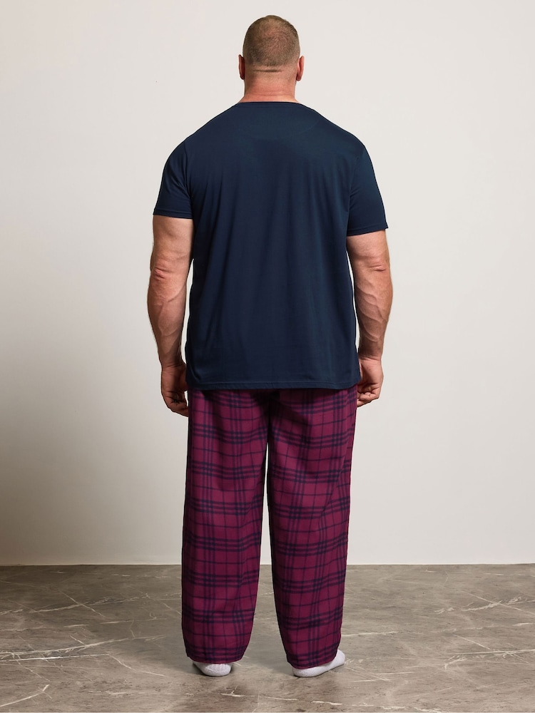 BadRhino Big & Tall Blue Checked T-Shirt amd Pyjama Bottoms Set - Image 2 of 5 BadRhino Big & Tall Blue Checked T-Shirt amd Pyjama Bottoms Set - Image 2 of 5