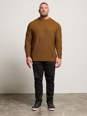 BadRhino Big & Tall Brown Textured Crew Neck Knitted Jumper - Image 2 of 6